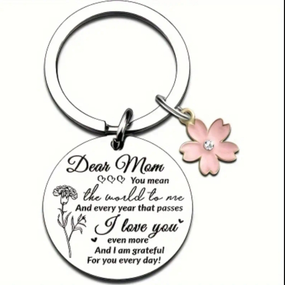 LOVE MOM Stainless Steel Silver Keychains Purse Charms - Picture 2 of 11